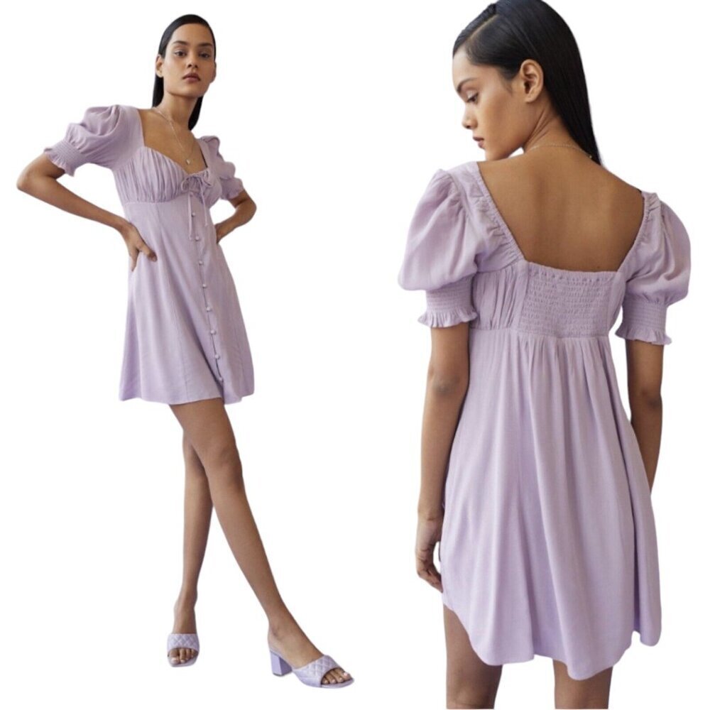 Urban Outfitters Persephone Purple Peasant Mini Dress